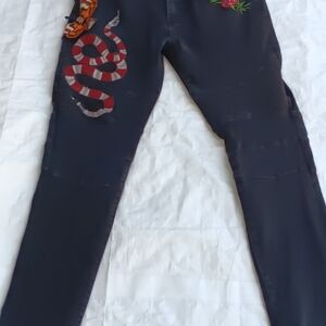 Embroidered Black Jeans
